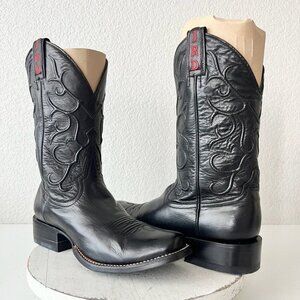 Rod Patrick Mens Cowboy Boots 10.5B Black Calf Leather Western Blunt Toe 11"